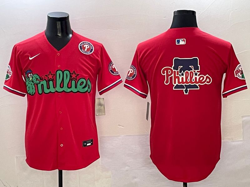 Men Philadelphia Phillies Blank Red three generations Joint Name 2025 Nike MLB Jersey style 5
